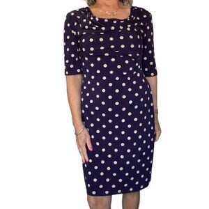 AMETHYST BEIGE DOT DRESS, SZ 12‎